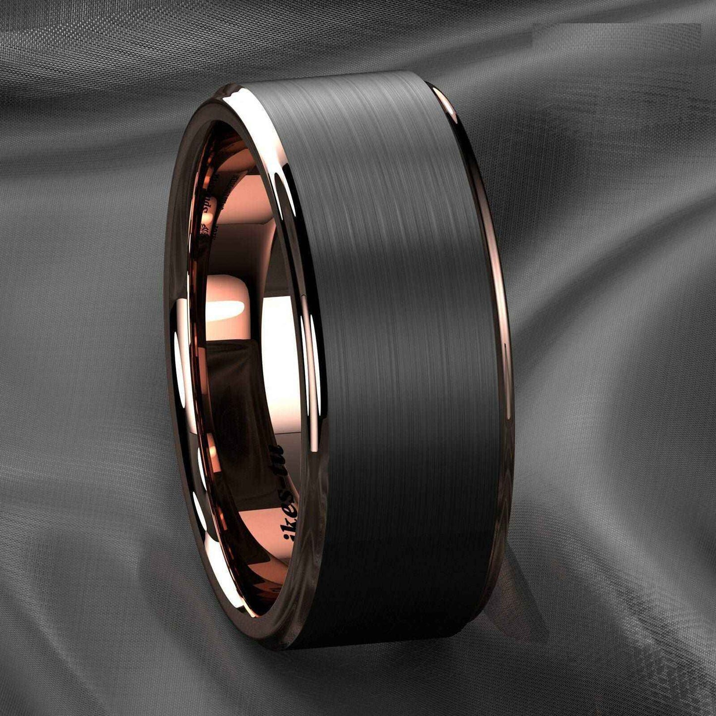 Buy a Black Rose Gold Brushed Tungsten Ring - 8mm