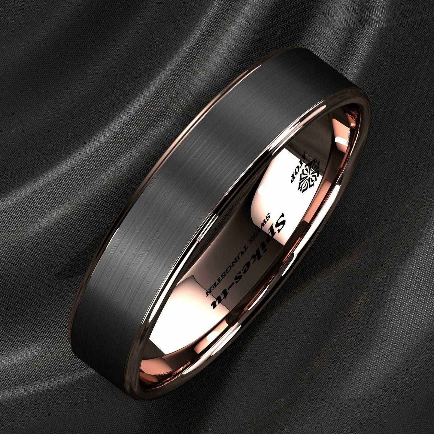 Buy Black Rose Gold Brushed Tungsten Ring - 6mm
