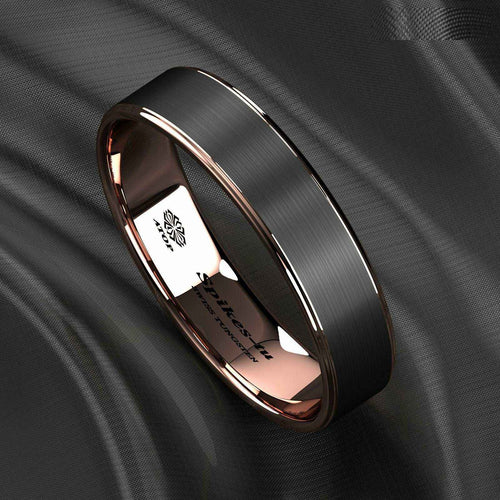 Buy Black Rose Gold Brushed Tungsten Ring - 6mm