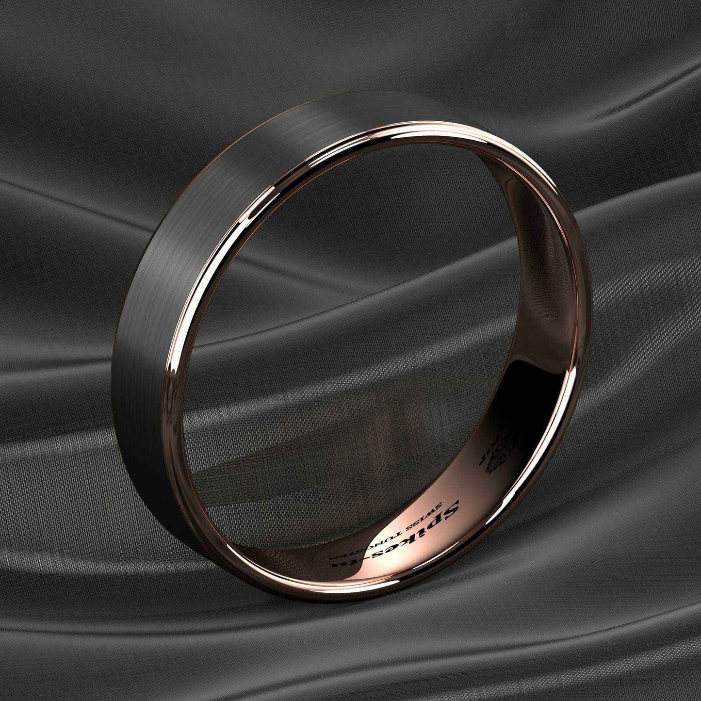 Buy Black Rose Gold Brushed Tungsten Ring - 6mm