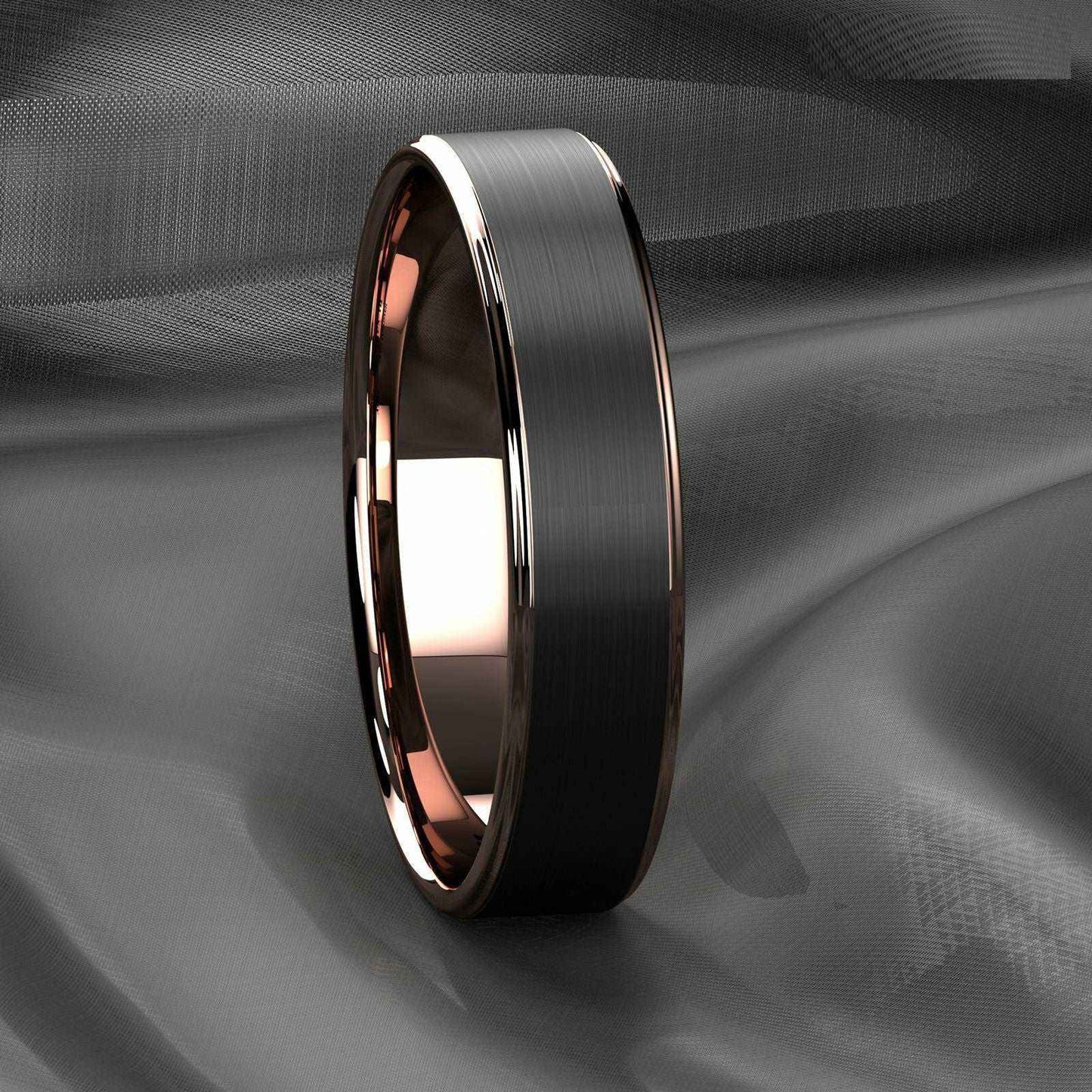 Buy Black Rose Gold Brushed Tungsten Ring - 6mm