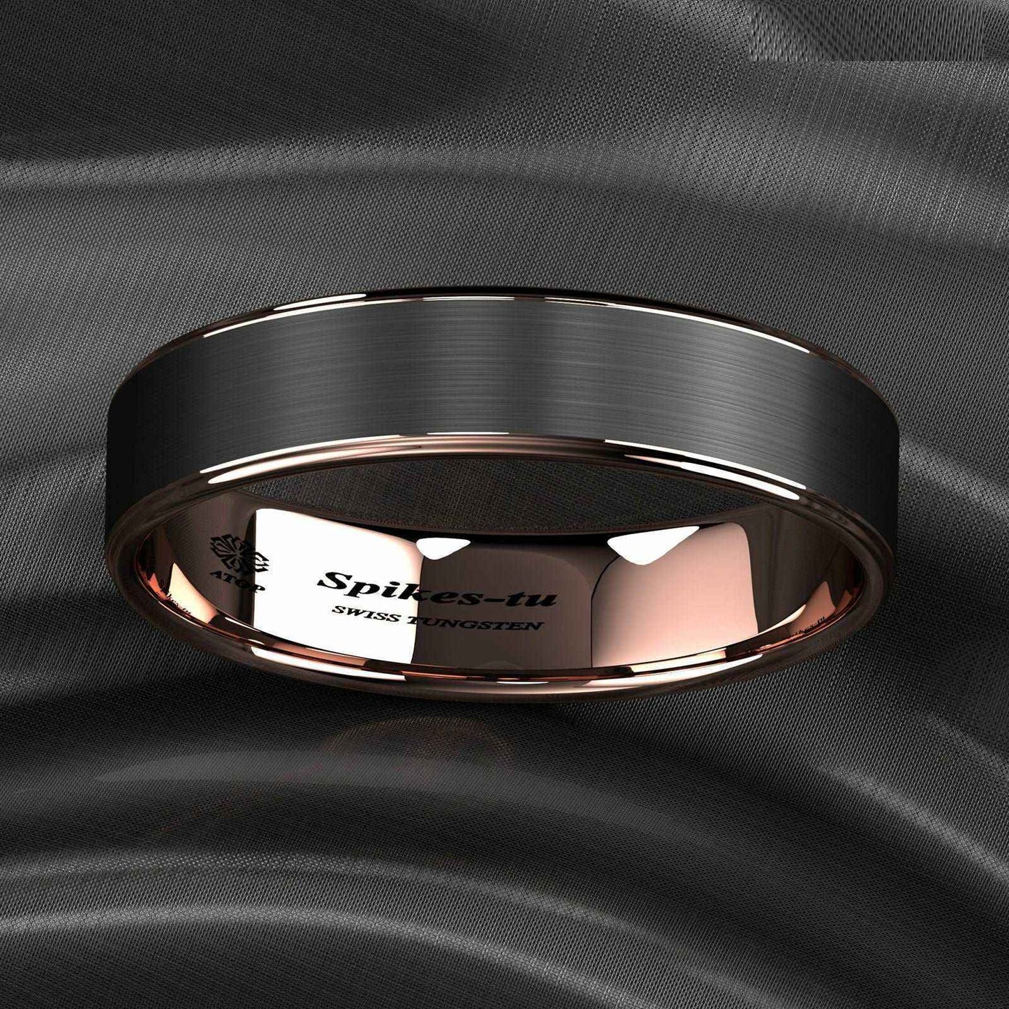 Buy Black Rose Gold Brushed Tungsten Ring - 6mm