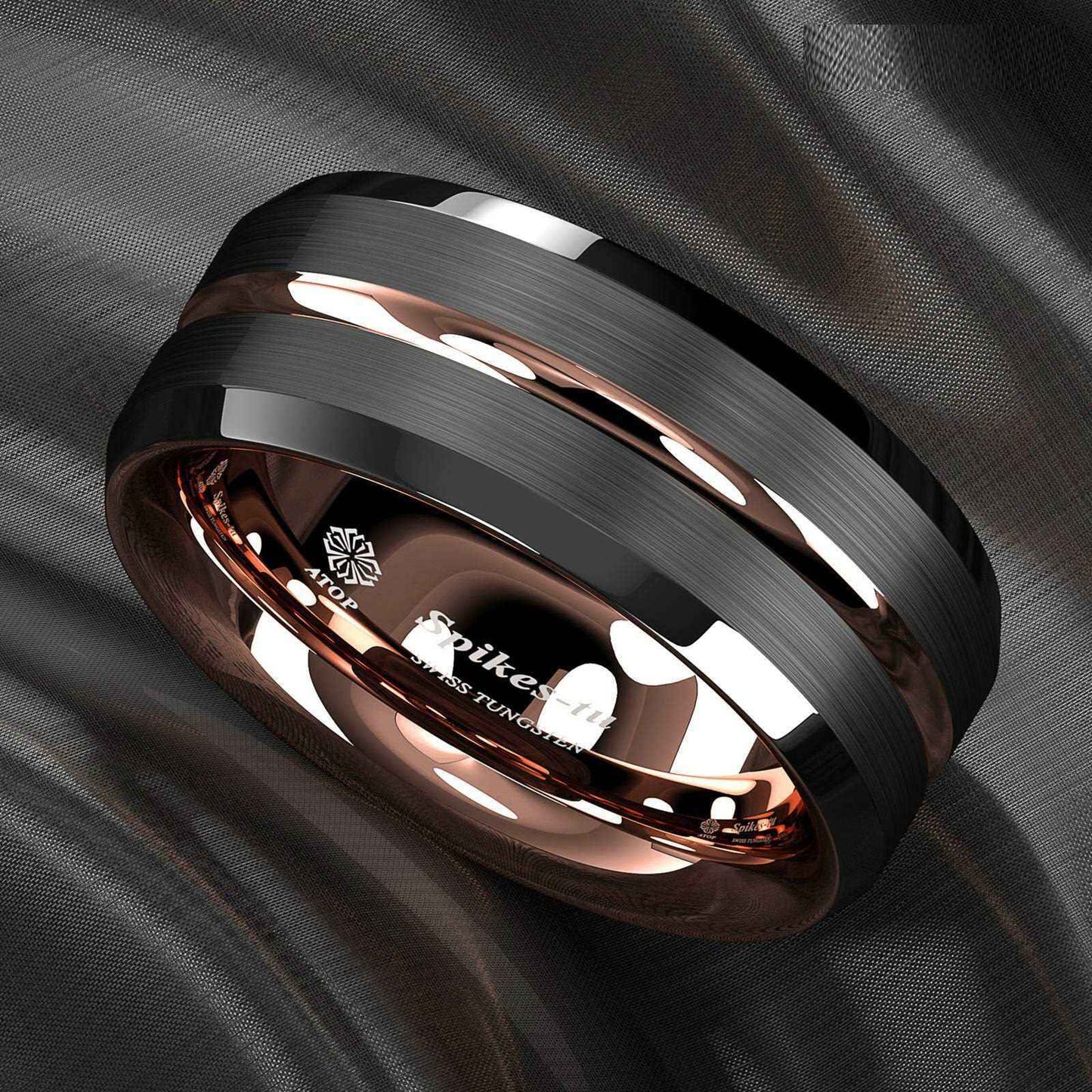 Buy 8mm Rose Gold Black Tungsten Ring