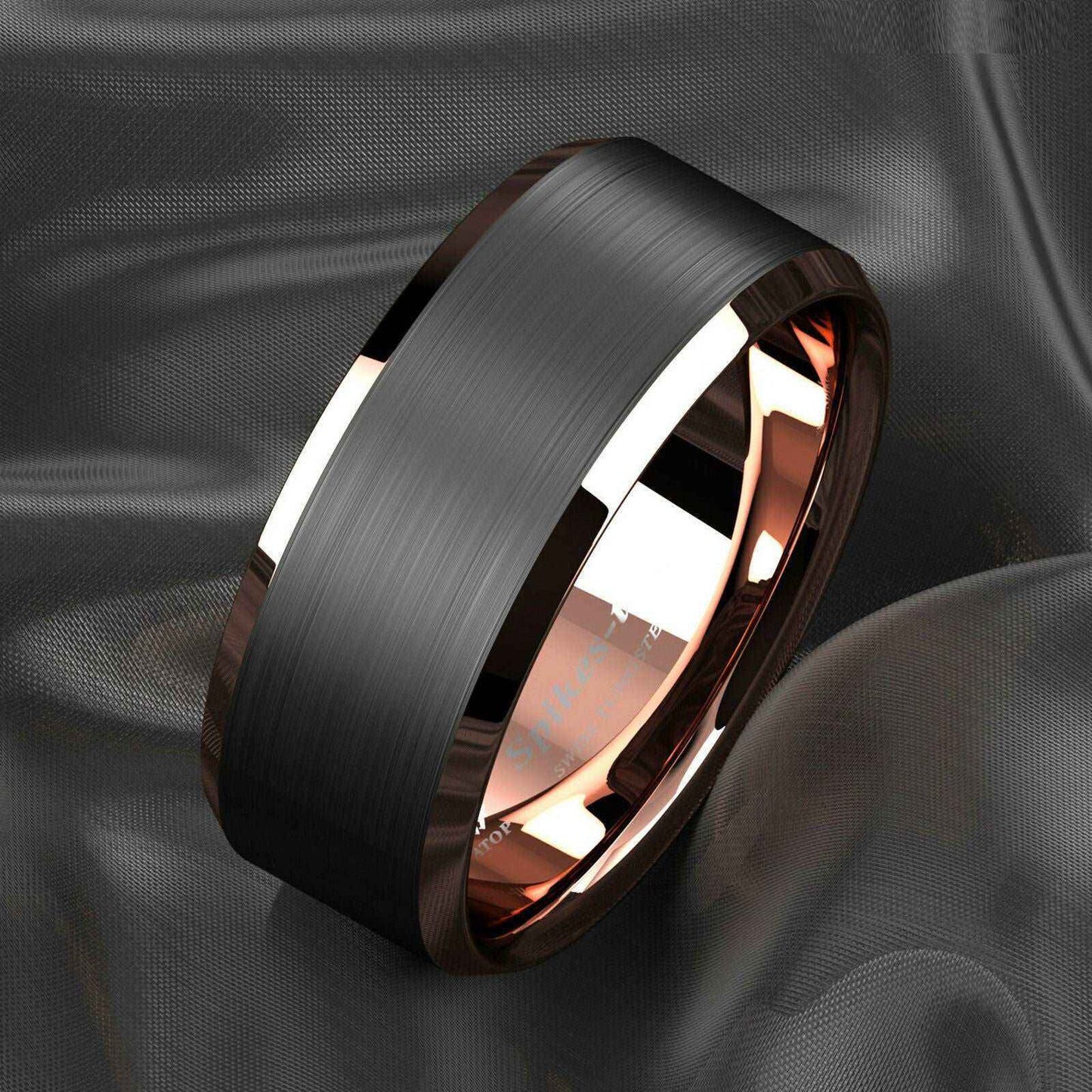 Buy Black Rose Gold Edge Tungsten Ring - 8mm