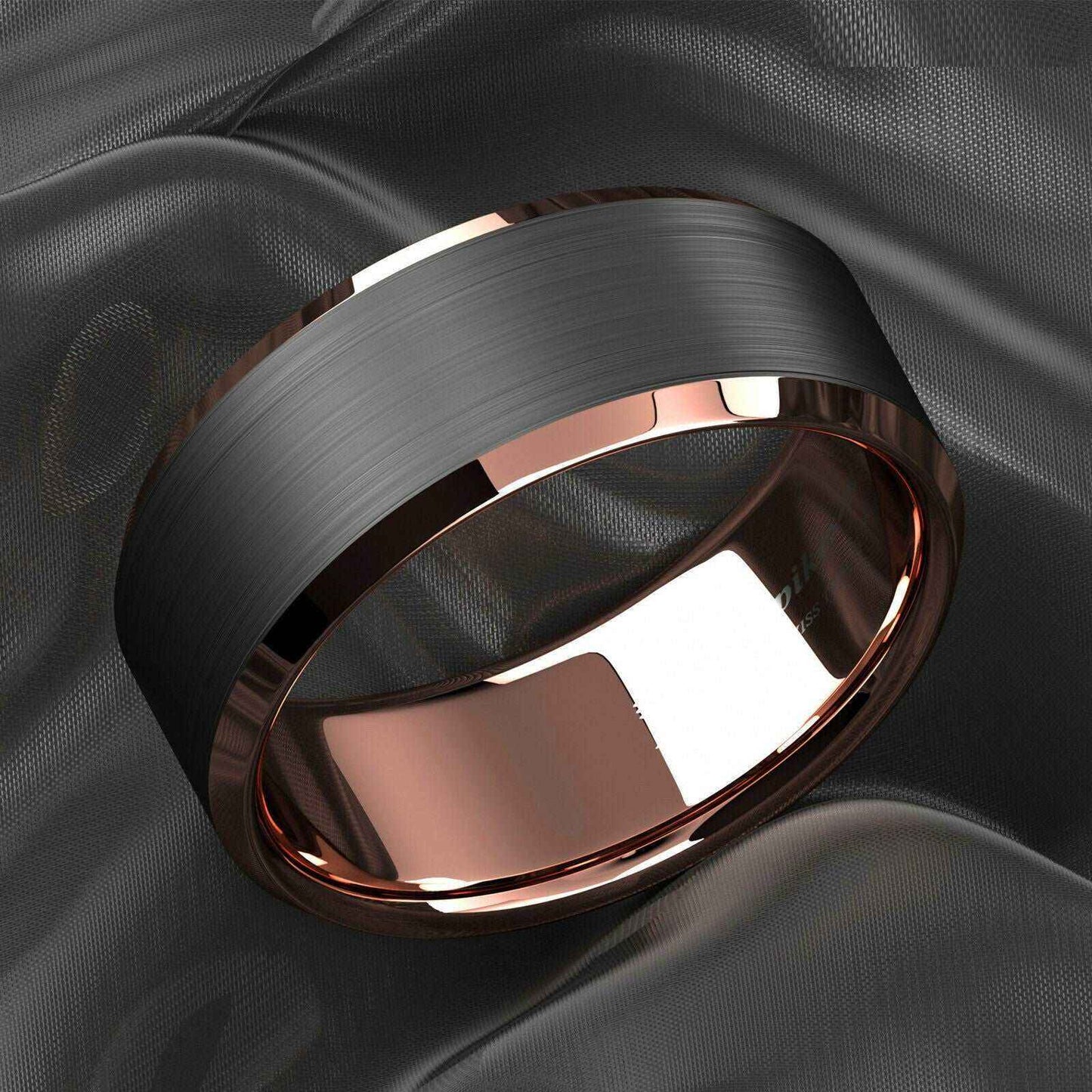 Buy Black Rose Gold Edge Tungsten Ring - 8mm