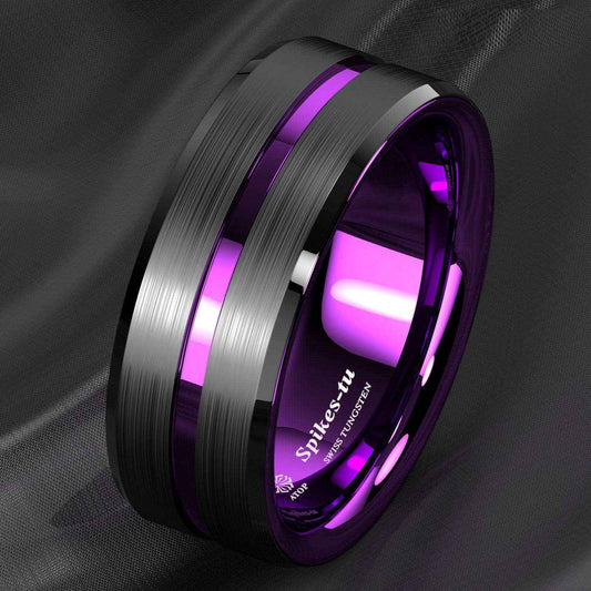 Buy Black and Purple Tungsten Stylish Ring (8mm)