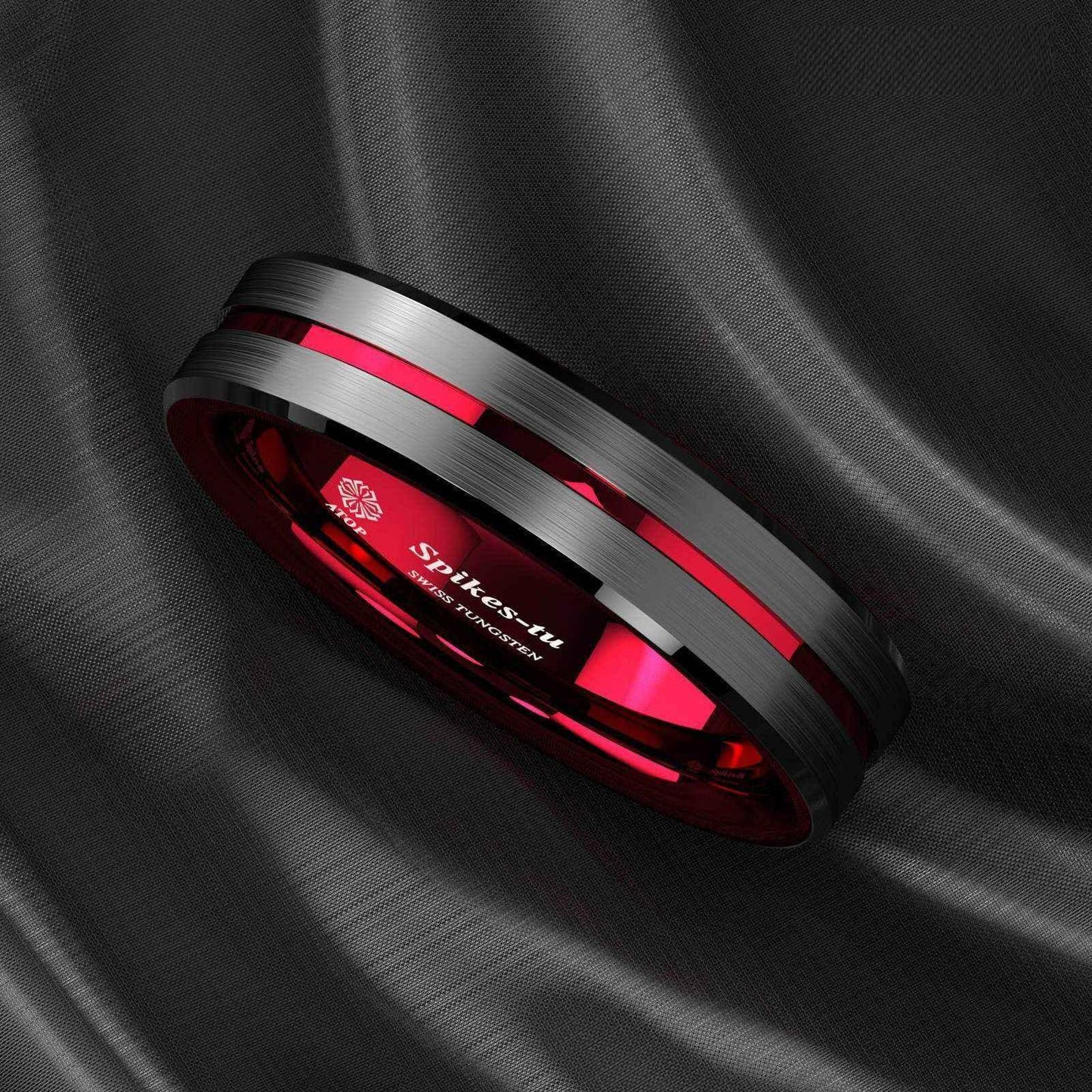 Black Thin Red Tungsten Ring (8mm)