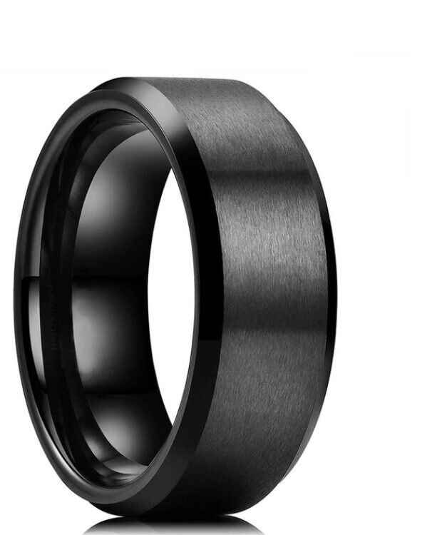 Mens Titanium Gold Black Silver Band 8mm