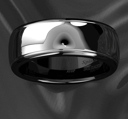 Engraved Dome Black Tungsten Ring (8mm)