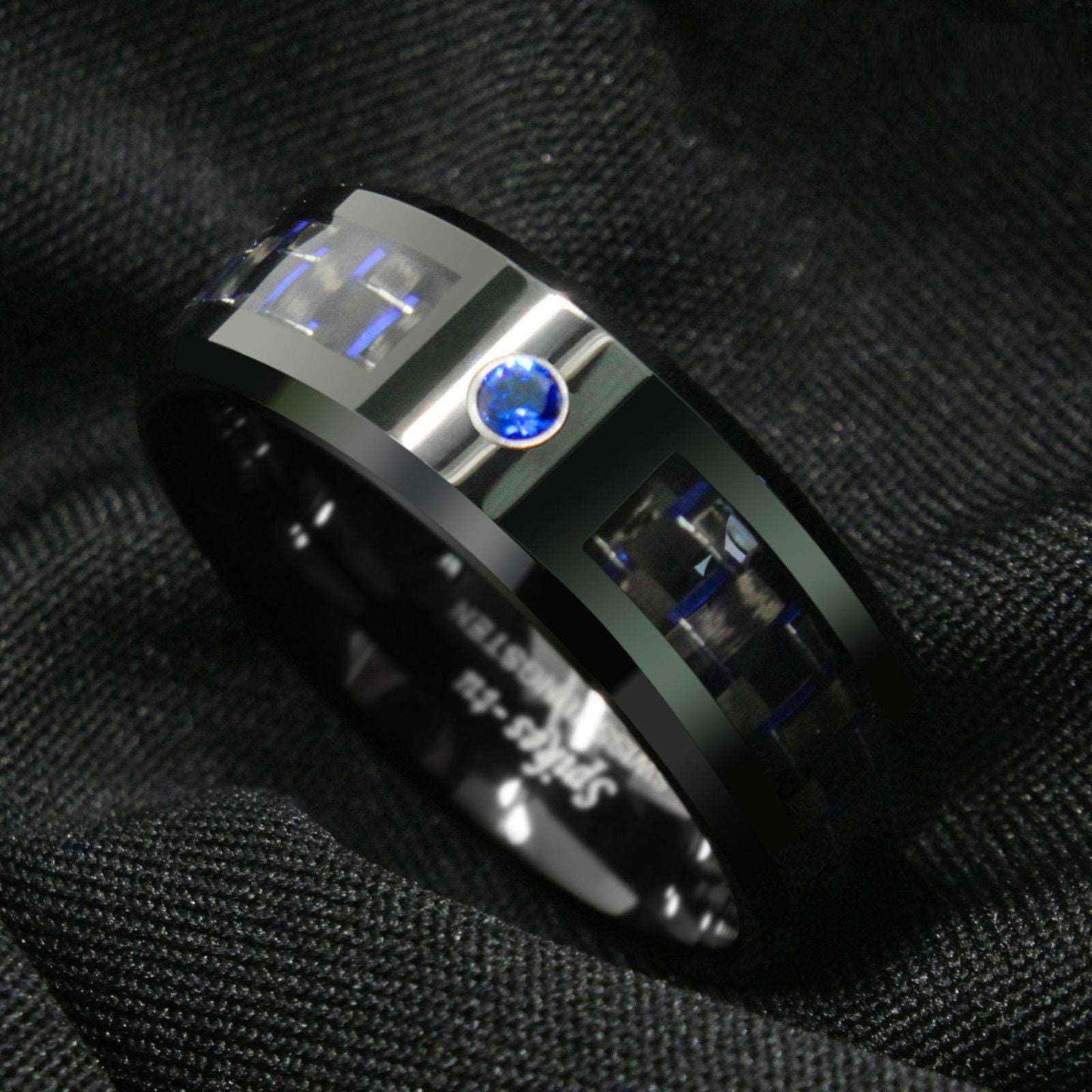 Buy Black Blue Diamonds Tungsten Ring