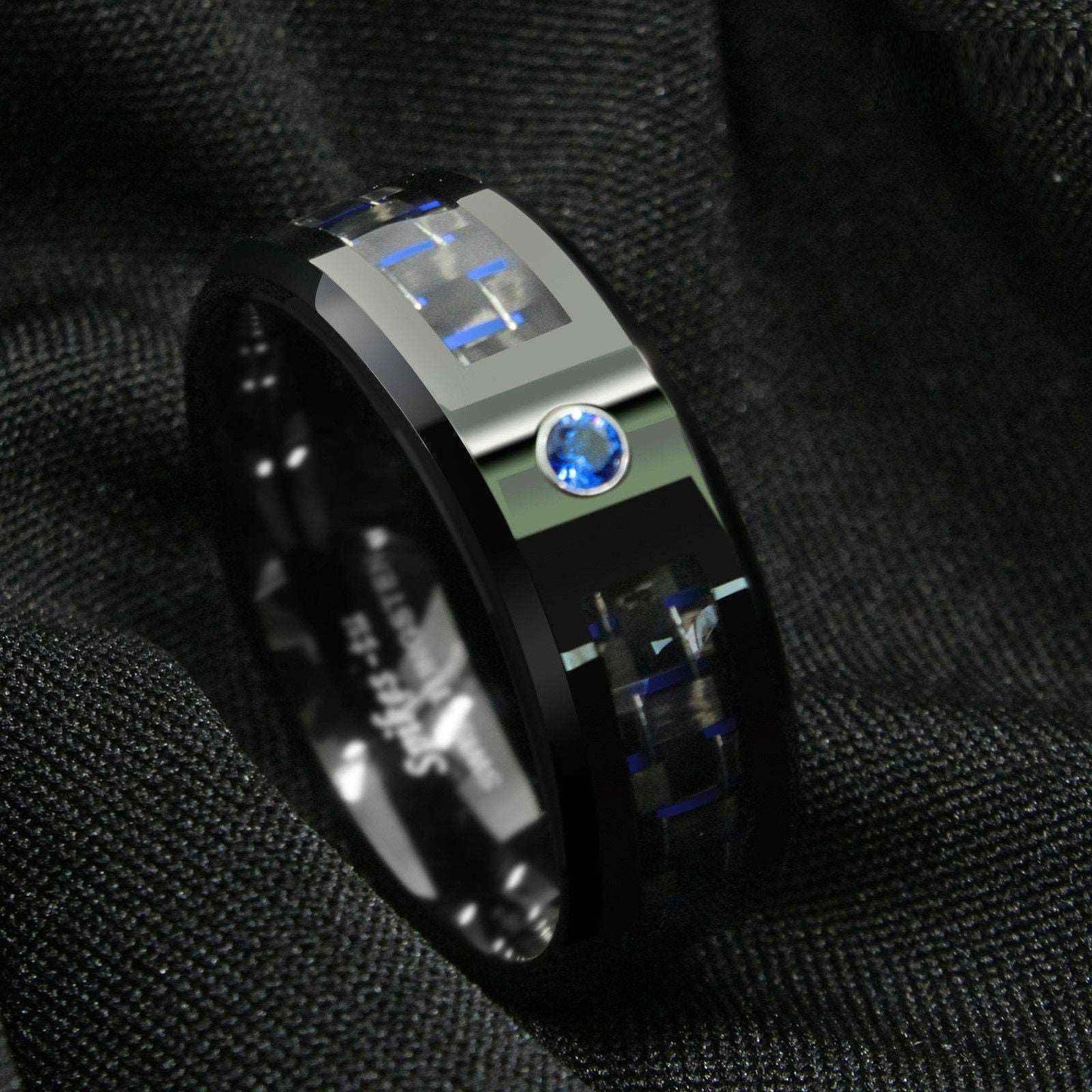 Buy Black Blue Diamonds Tungsten Ring