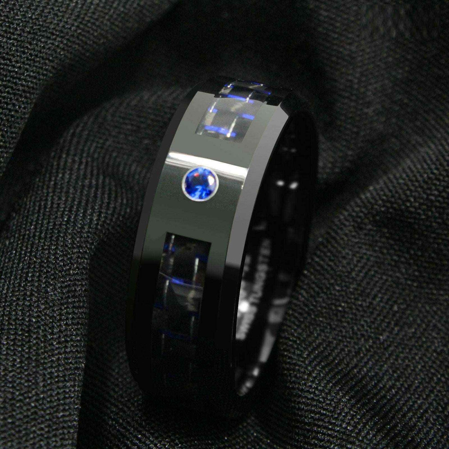 Buy Black Blue Diamonds Tungsten Ring
