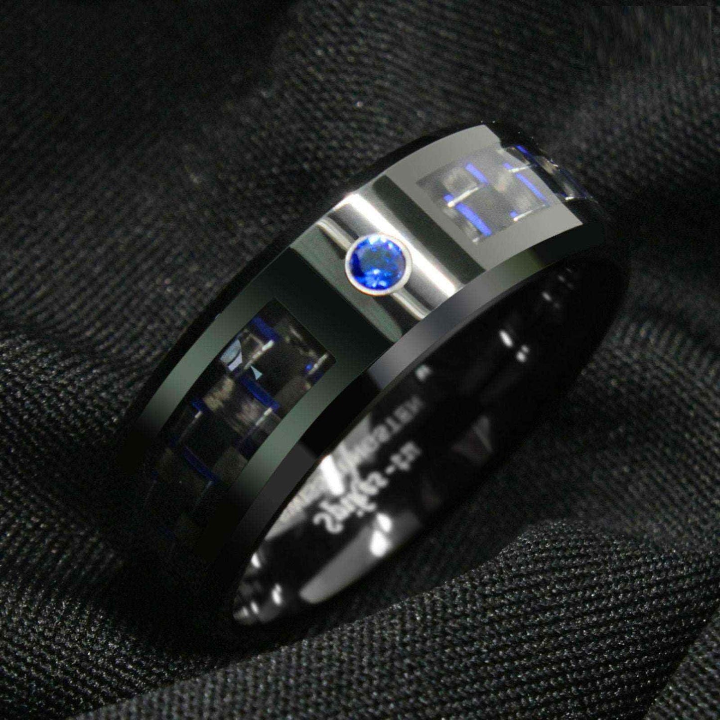 Buy Black Blue Diamonds Tungsten Ring