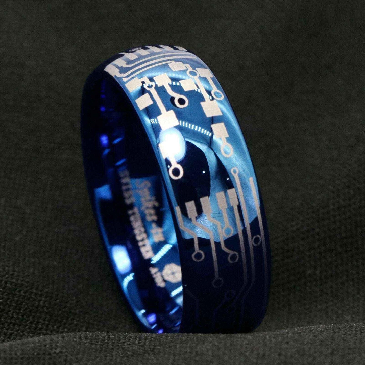 Blue Circuit Board Tungsten Ring 8mm