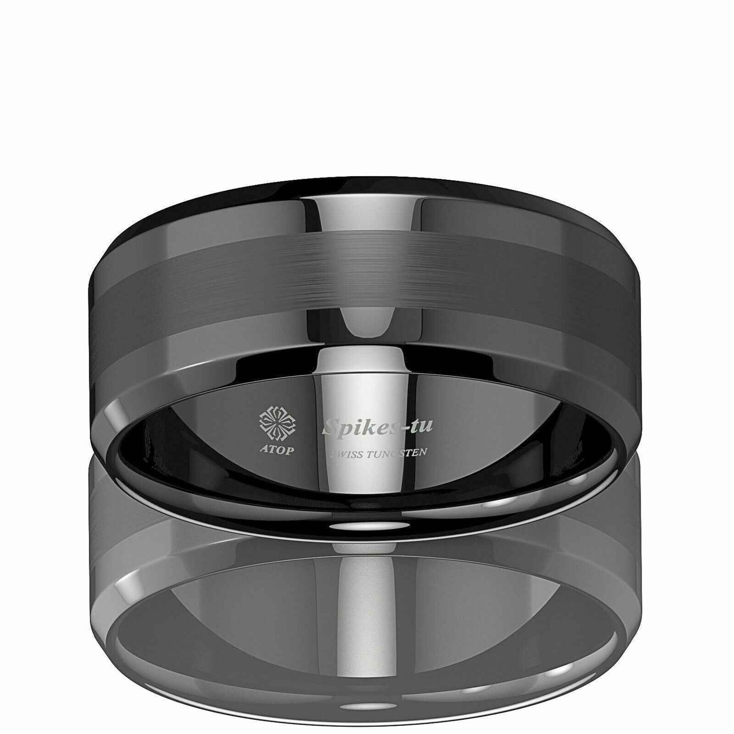 Brushed Center Black Tungsten Ring 8mm