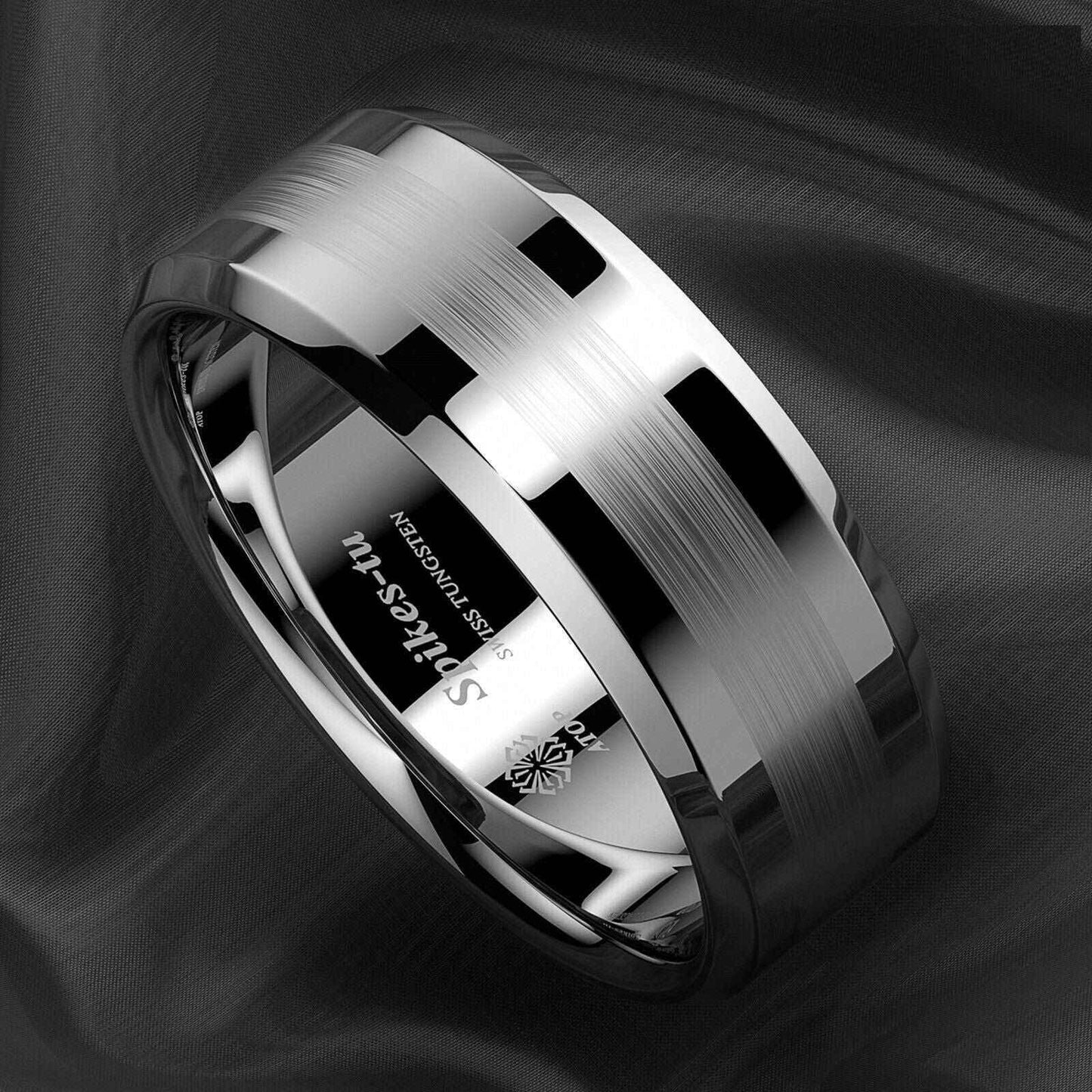 Brushed Center Comfort Tungsten Ring 8mm