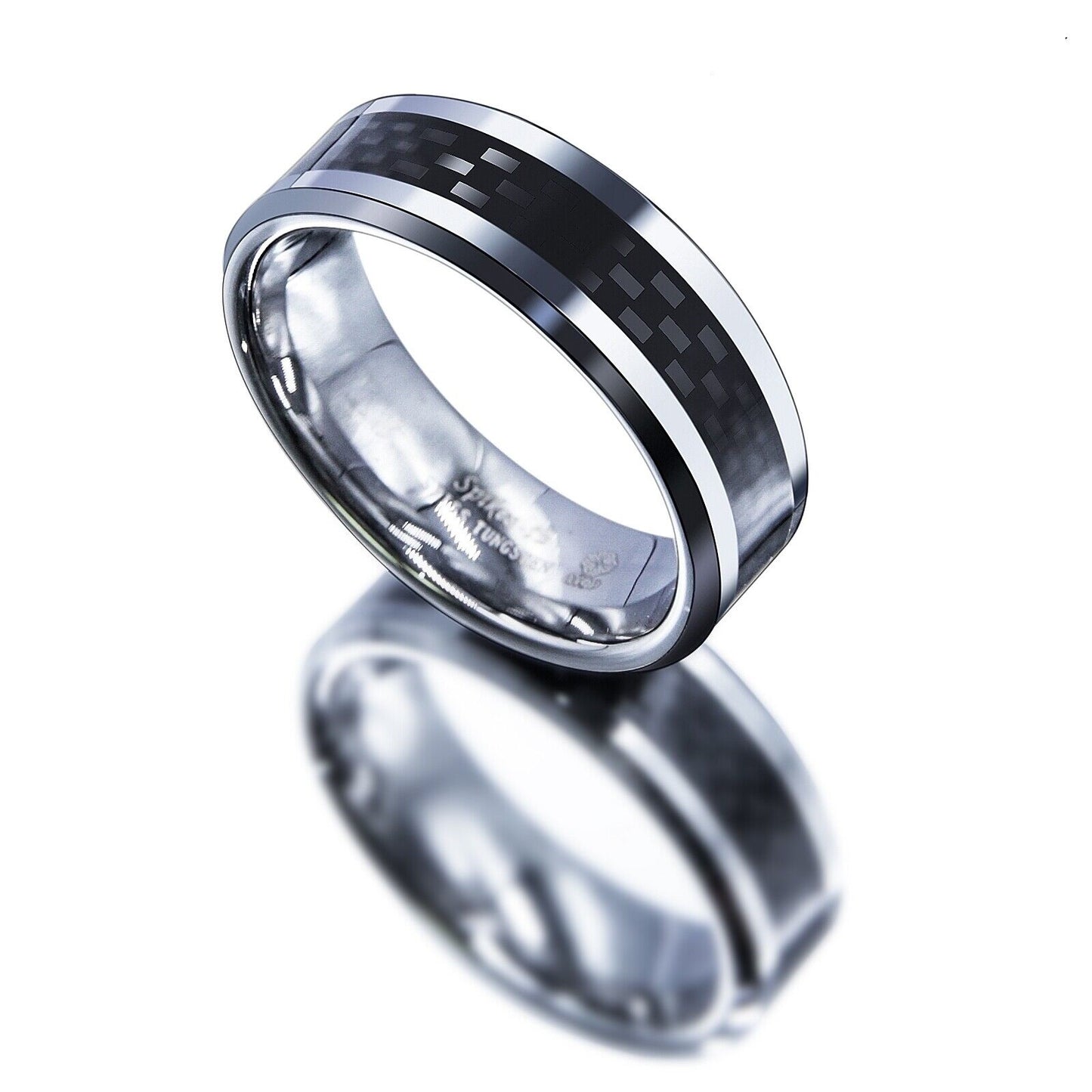 Carbon Fiber Tungsten Ring 8mm - Mens Rings Australia