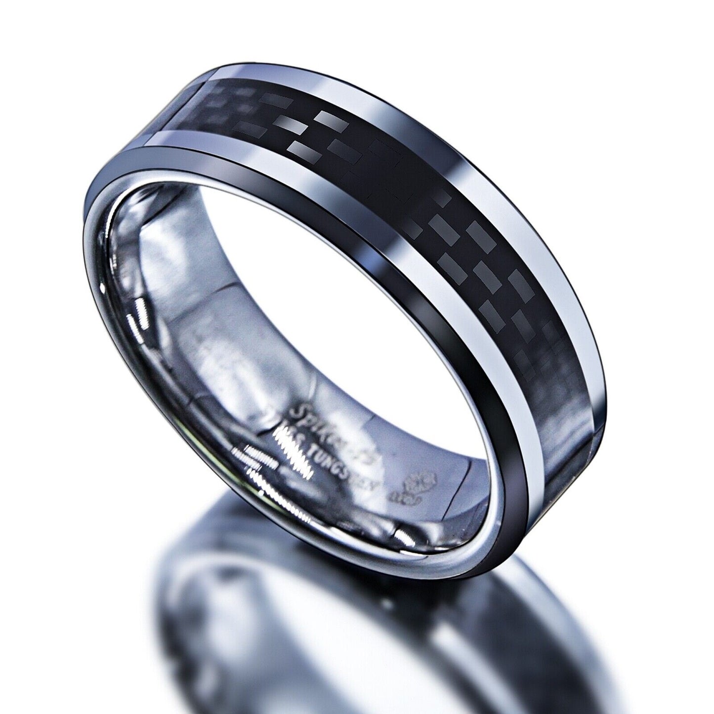 Carbon Fiber Tungsten Ring 8mm - Mens Rings Australia