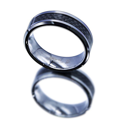 Carbon Fiber Tungsten Ring 8mm - Mens Rings Australia
