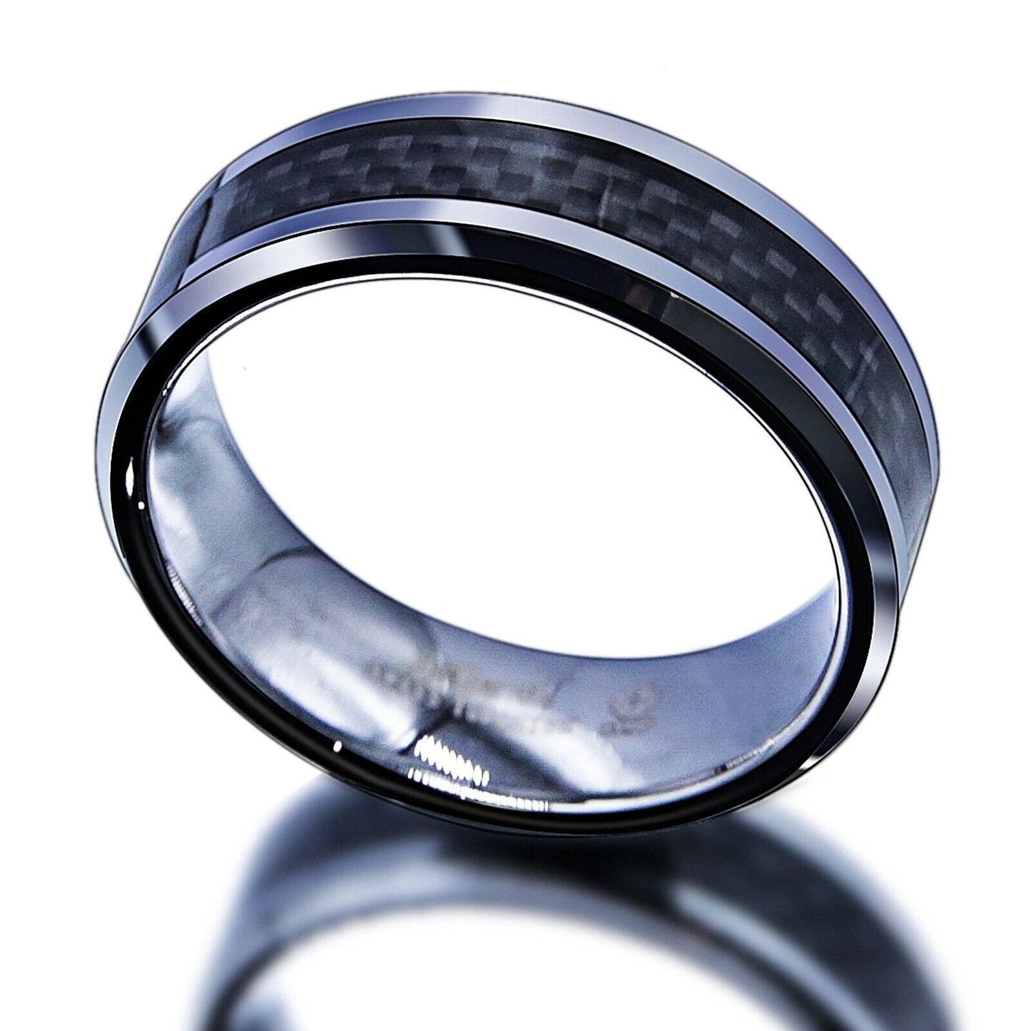 Carbon Fiber Tungsten Ring 8mm - Mens Rings Australia