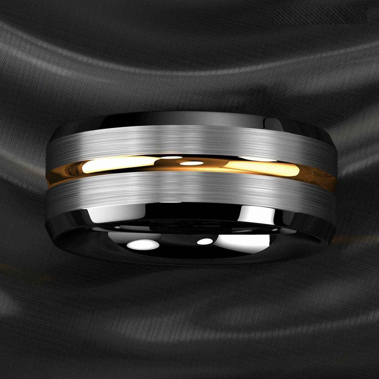 Buy Black Gold Stripe Tungsten Ring - 8mm