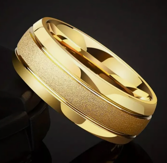 Gold Brushed Titanium Wedding & Engagement Band for Men