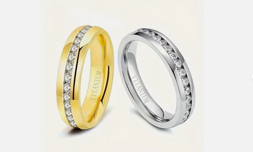 Gold or Silver 6mm Plated Titanium Wedding Band For Men & Women