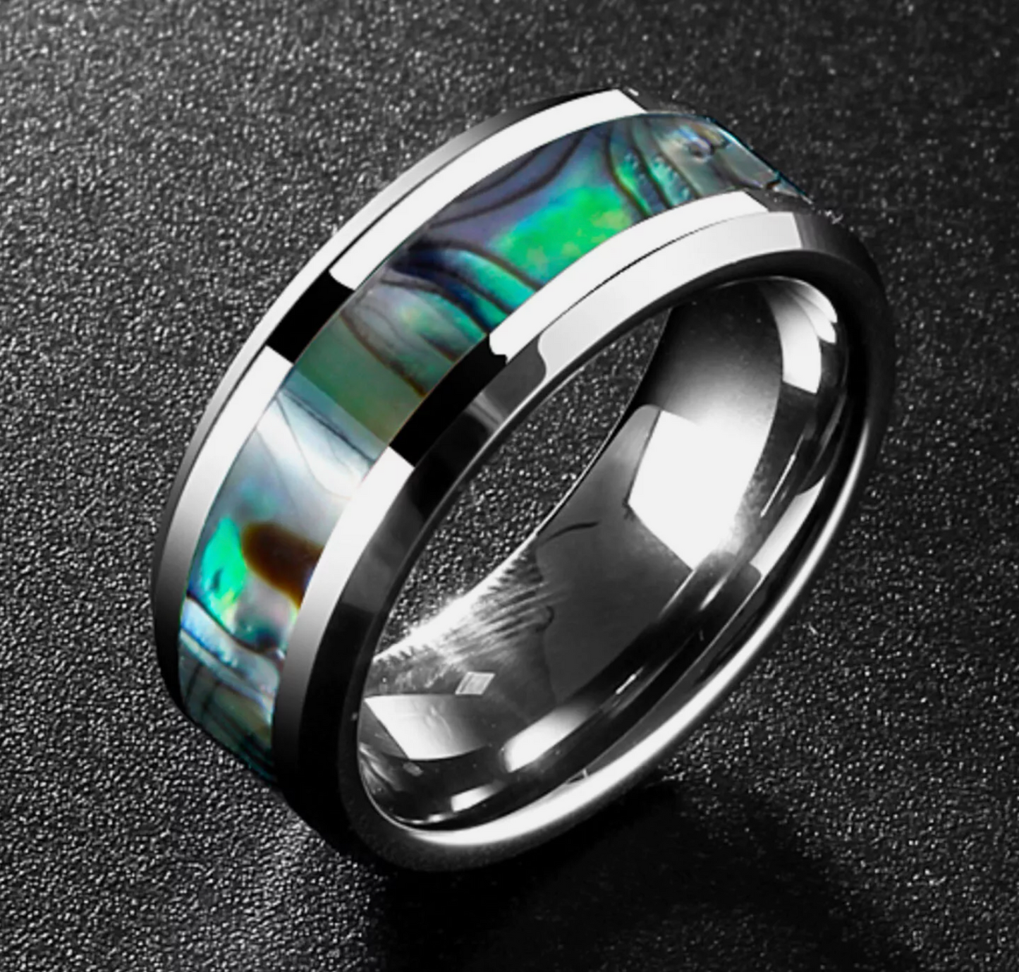 8mm Green Shell Pattern Titanium Men’s Ring