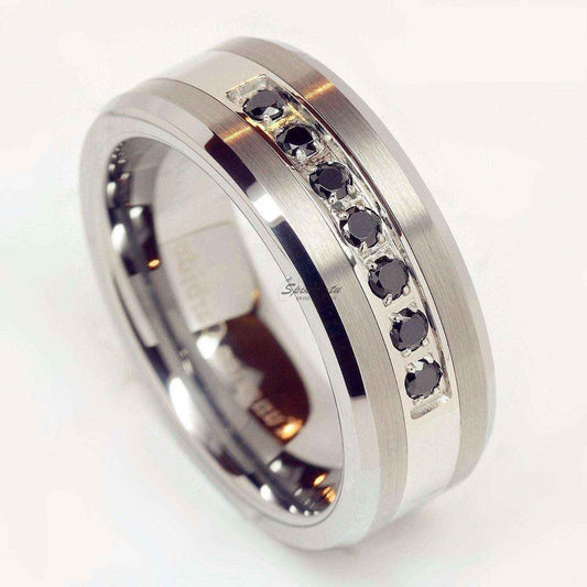 Buy Luxury Black Diamond Tungsten Ring (8mm)