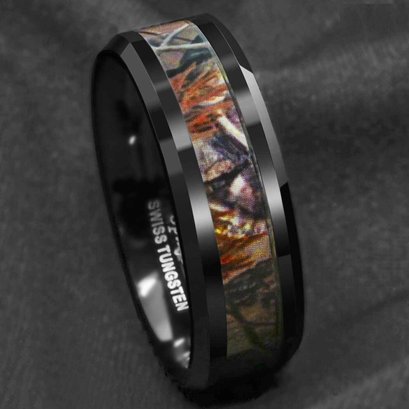 Buy 8mm Red Forest Tungsten Ring | Nature-Inspired Strength