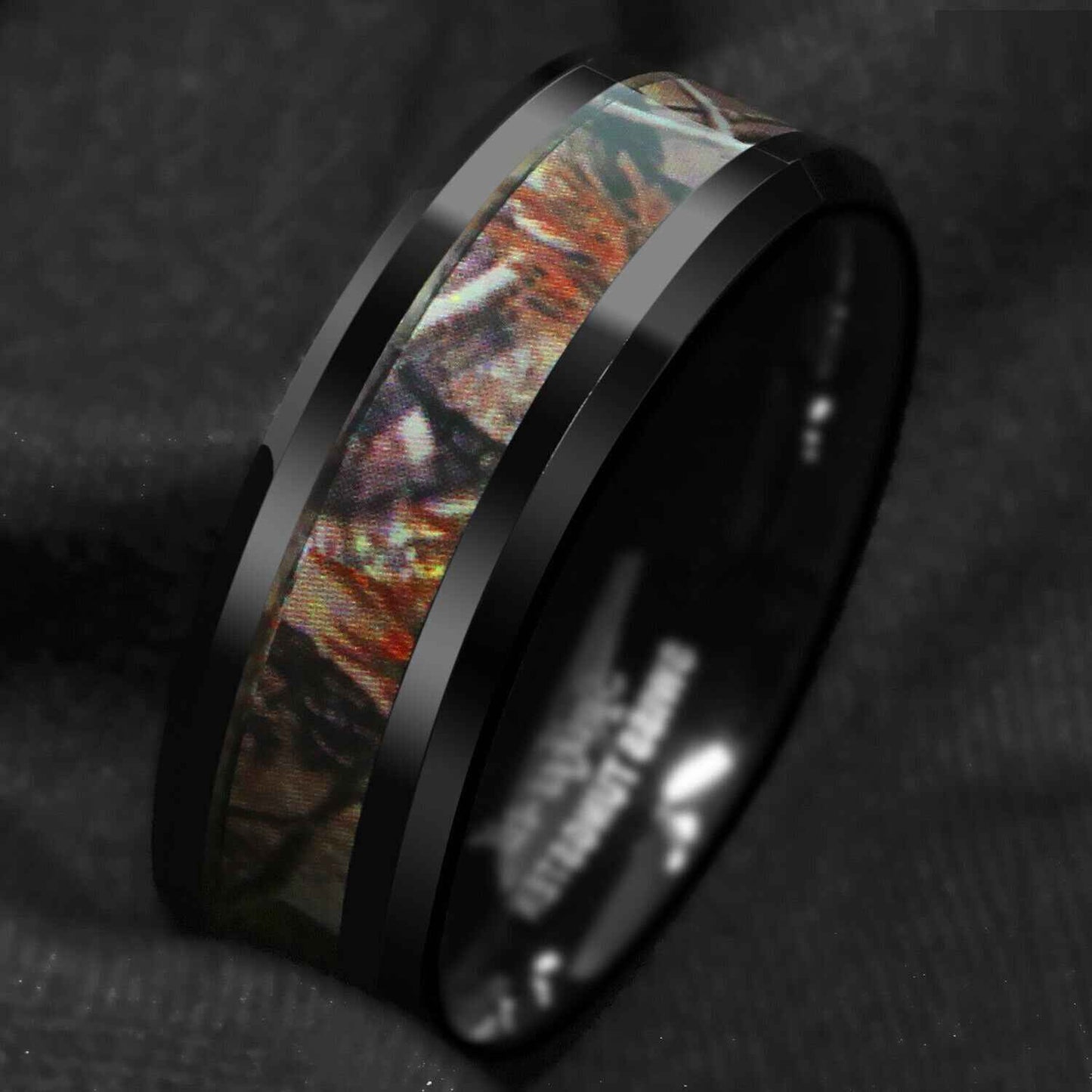 Buy 8mm Red Forest Tungsten Ring | Nature-Inspired Strength