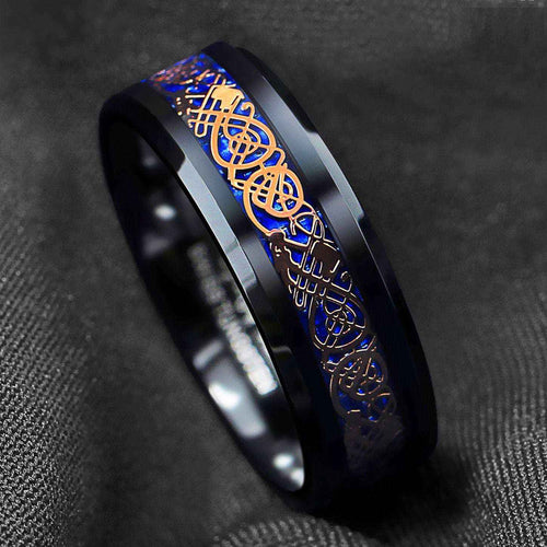 Buy 8mm Rose Gold Celtic Dragon Tungsten Ring