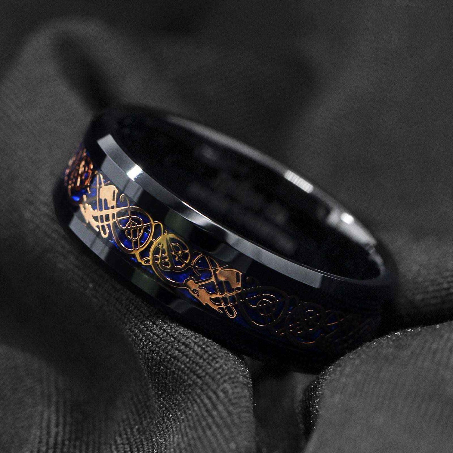 Buy 8mm Rose Gold Celtic Dragon Tungsten Ring