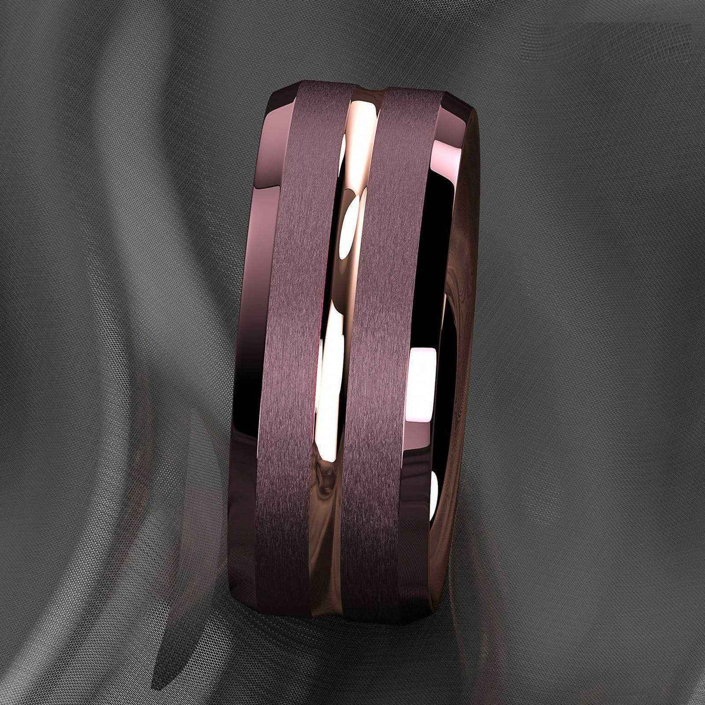 Buy Modern 8mm Rose Gold Coffee Tungsten Ring