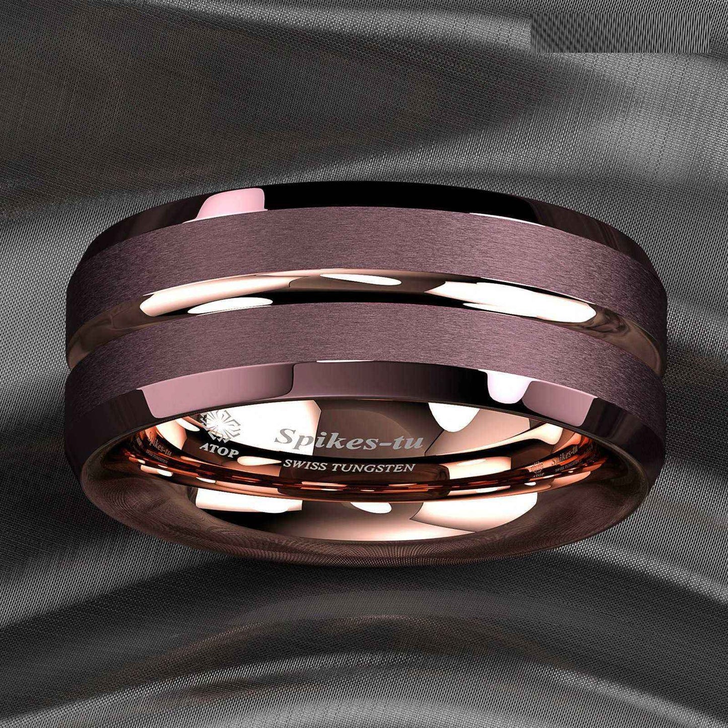 Buy Modern 8mm Rose Gold Coffee Tungsten Ring