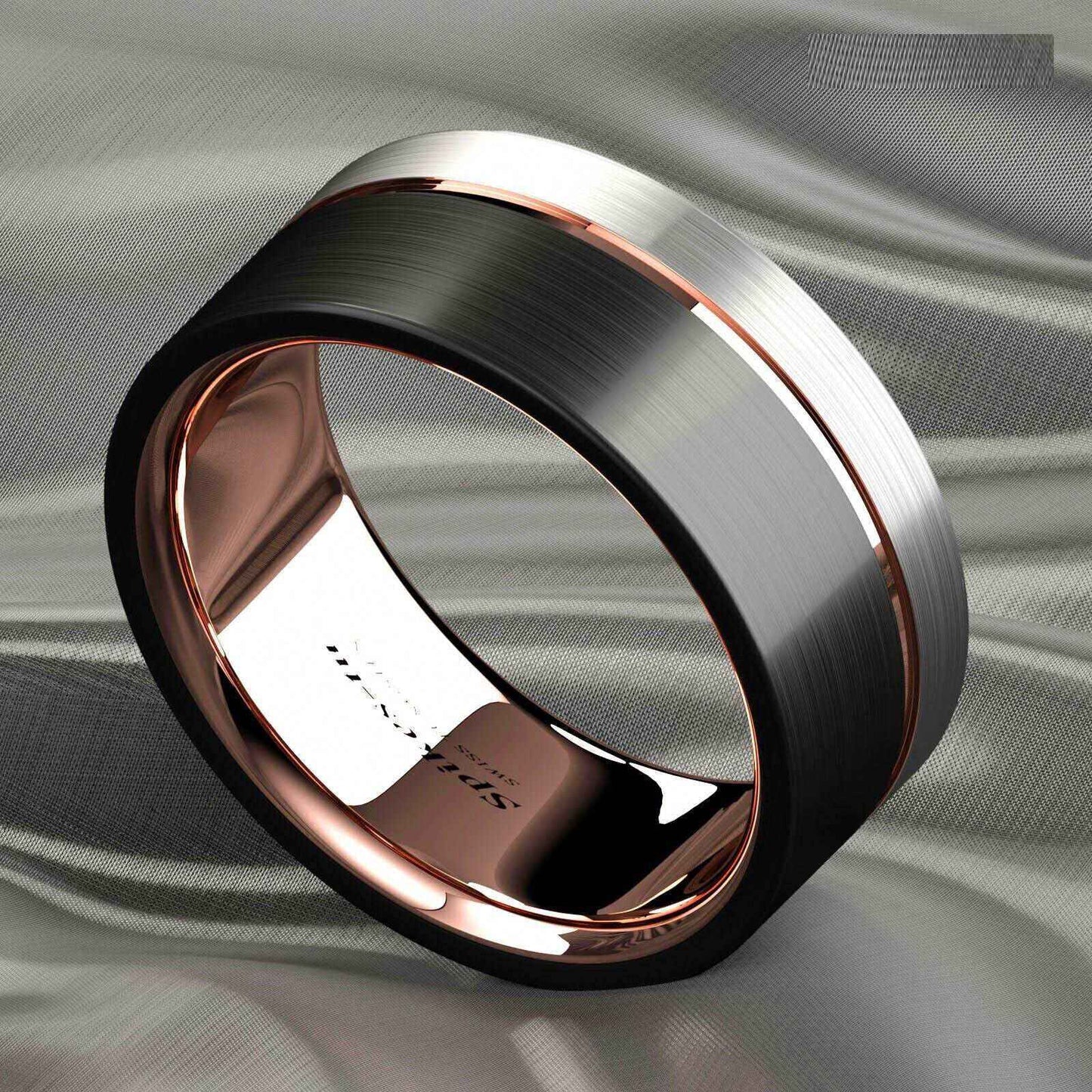 Buy  8mm Rose Gold Plated Metal Tungsten Ring