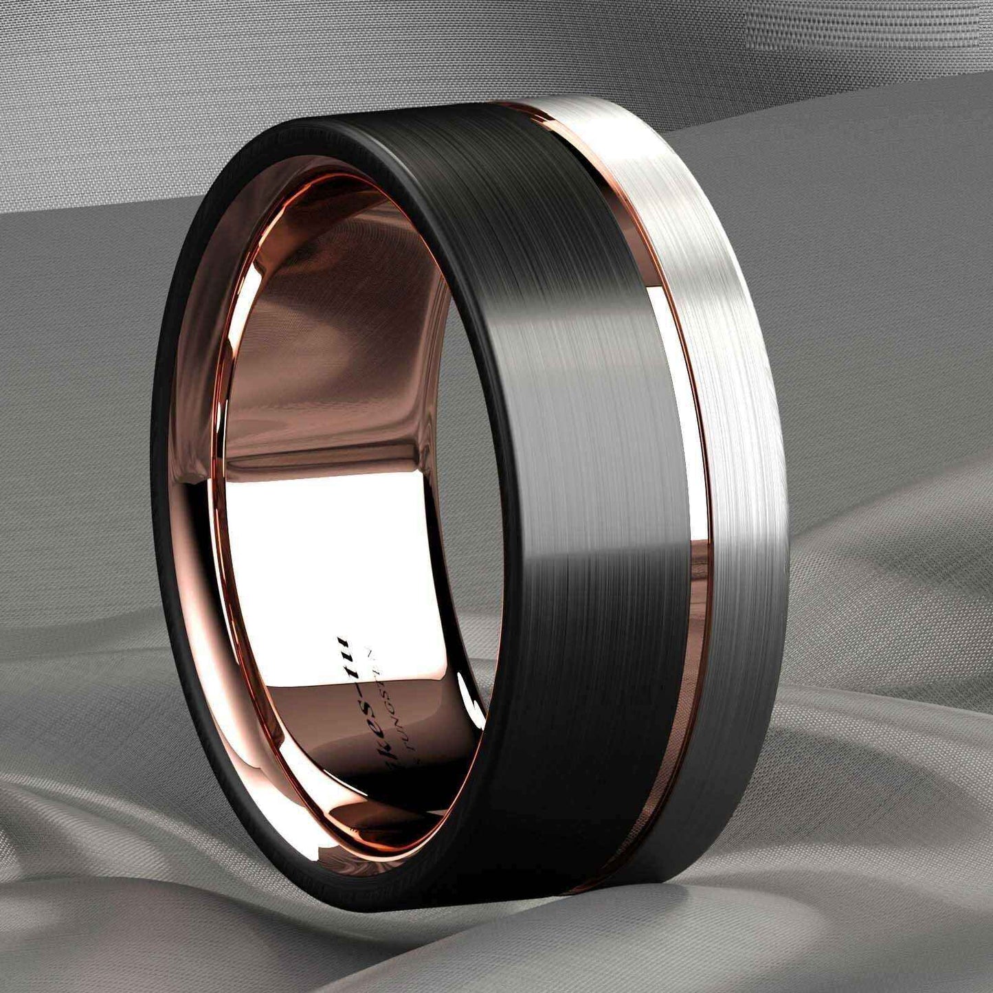 Buy  8mm Rose Gold Plated Metal Tungsten Ring