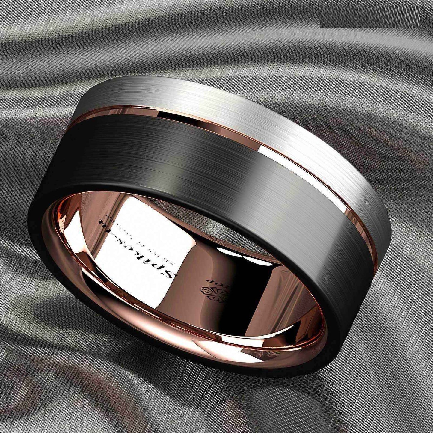 Buy  8mm Rose Gold Plated Metal Tungsten Ring