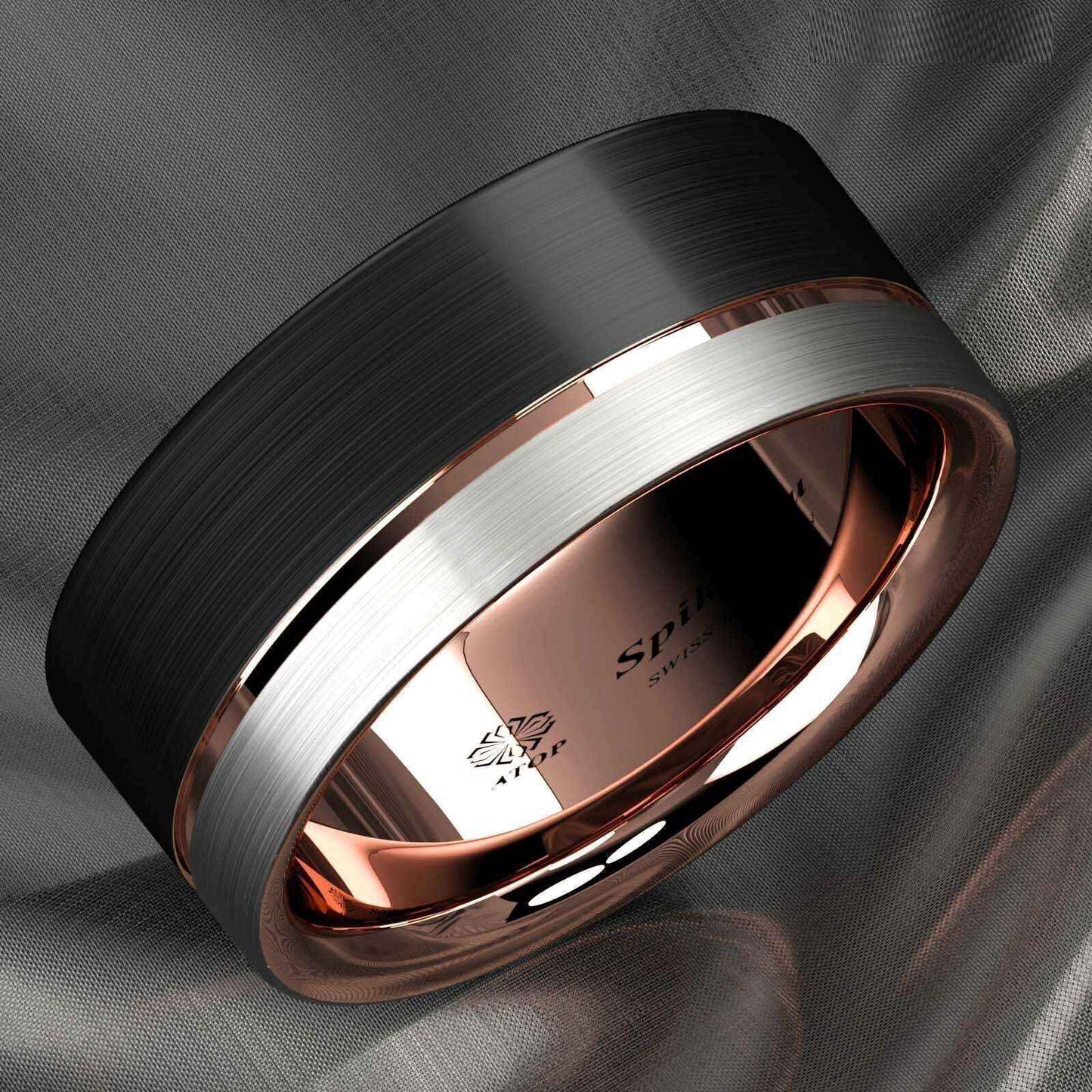 Buy  8mm Rose Gold Plated Metal Tungsten Ring