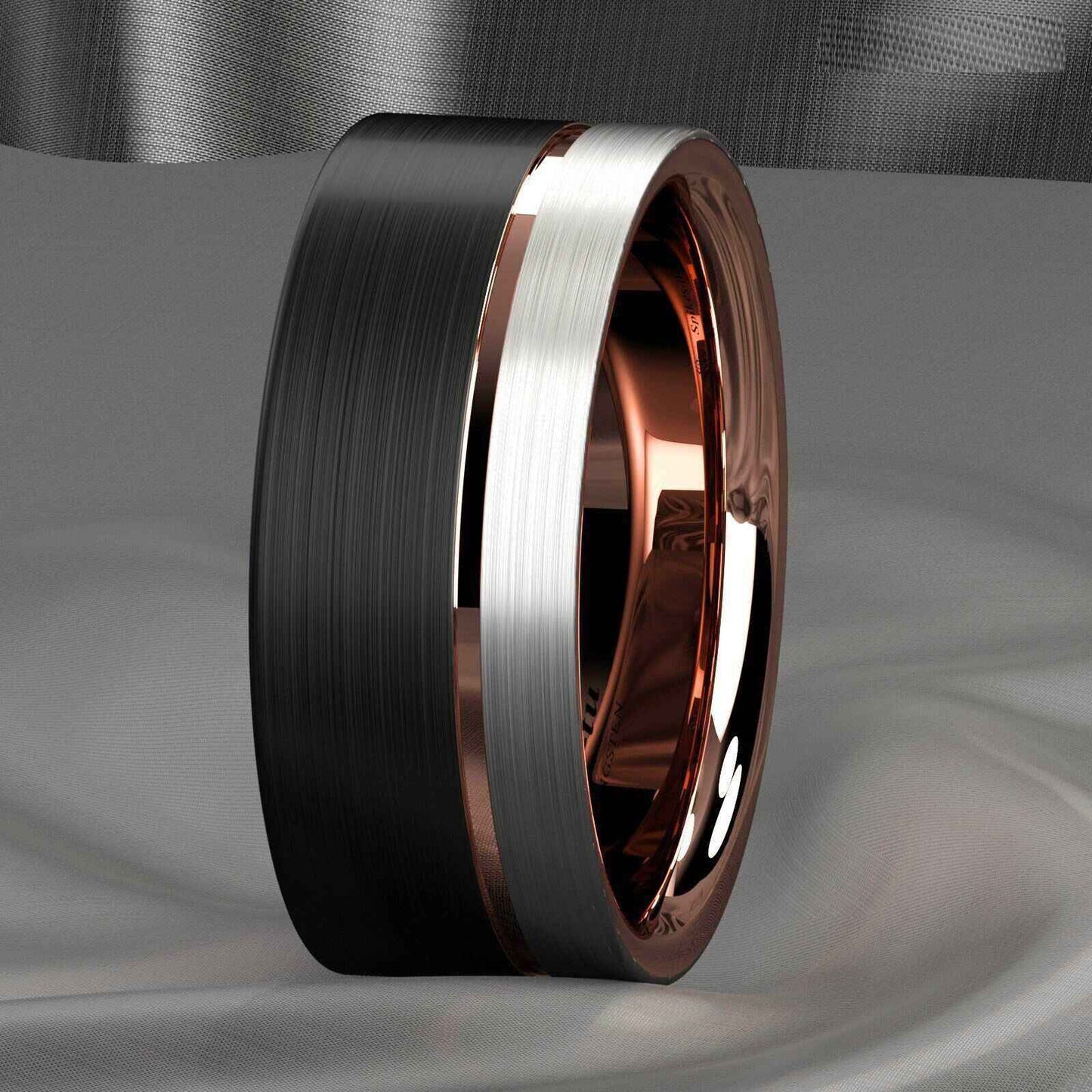 Buy  8mm Rose Gold Plated Metal Tungsten Ring