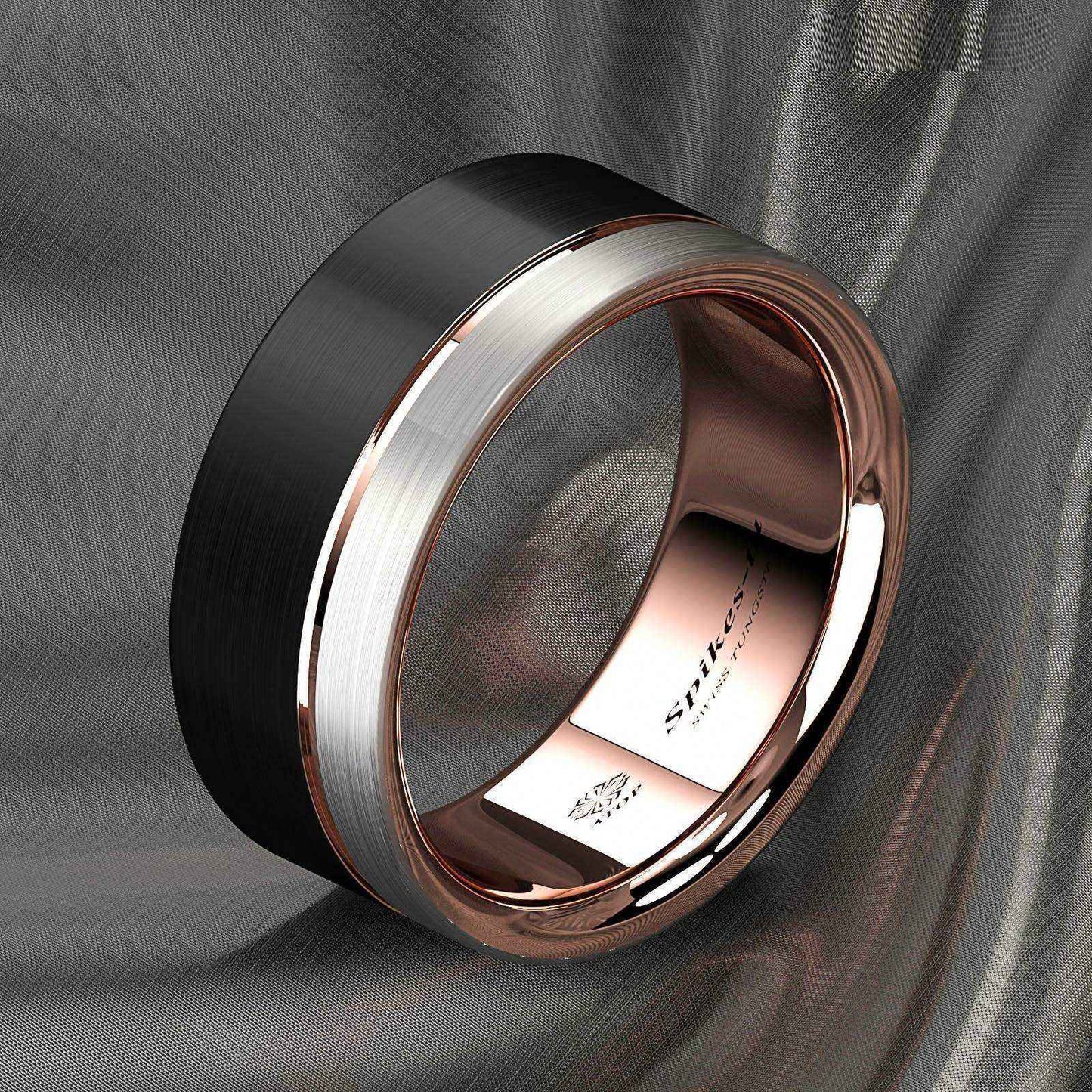 Buy  8mm Rose Gold Plated Metal Tungsten Ring