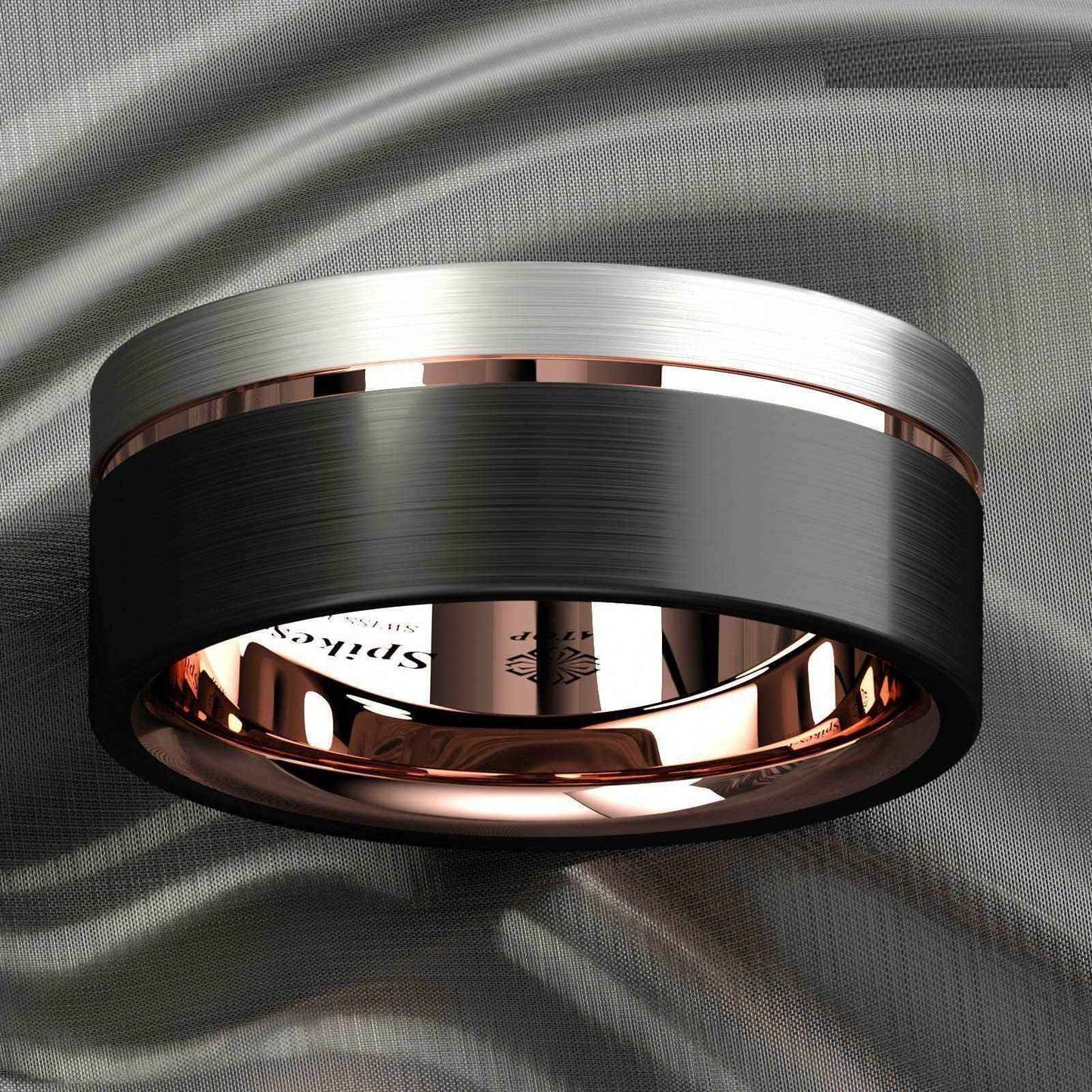 Buy  8mm Rose Gold Plated Metal Tungsten Ring
