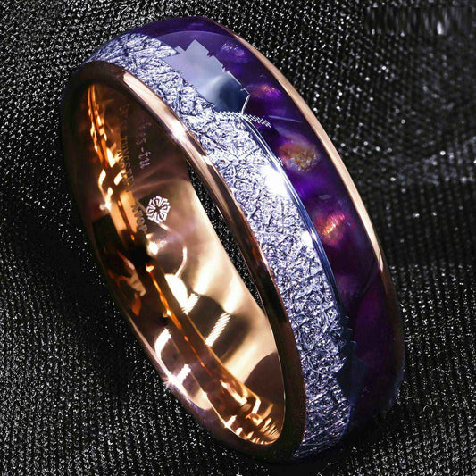 Buy Rose Gold Purple Agate Tungsten Ring (8mm)