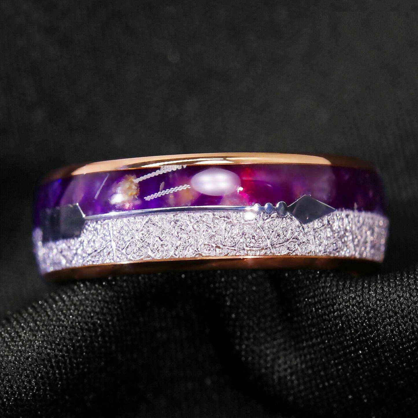 Buy Rose Gold Purple Agate Tungsten Ring (8mm)