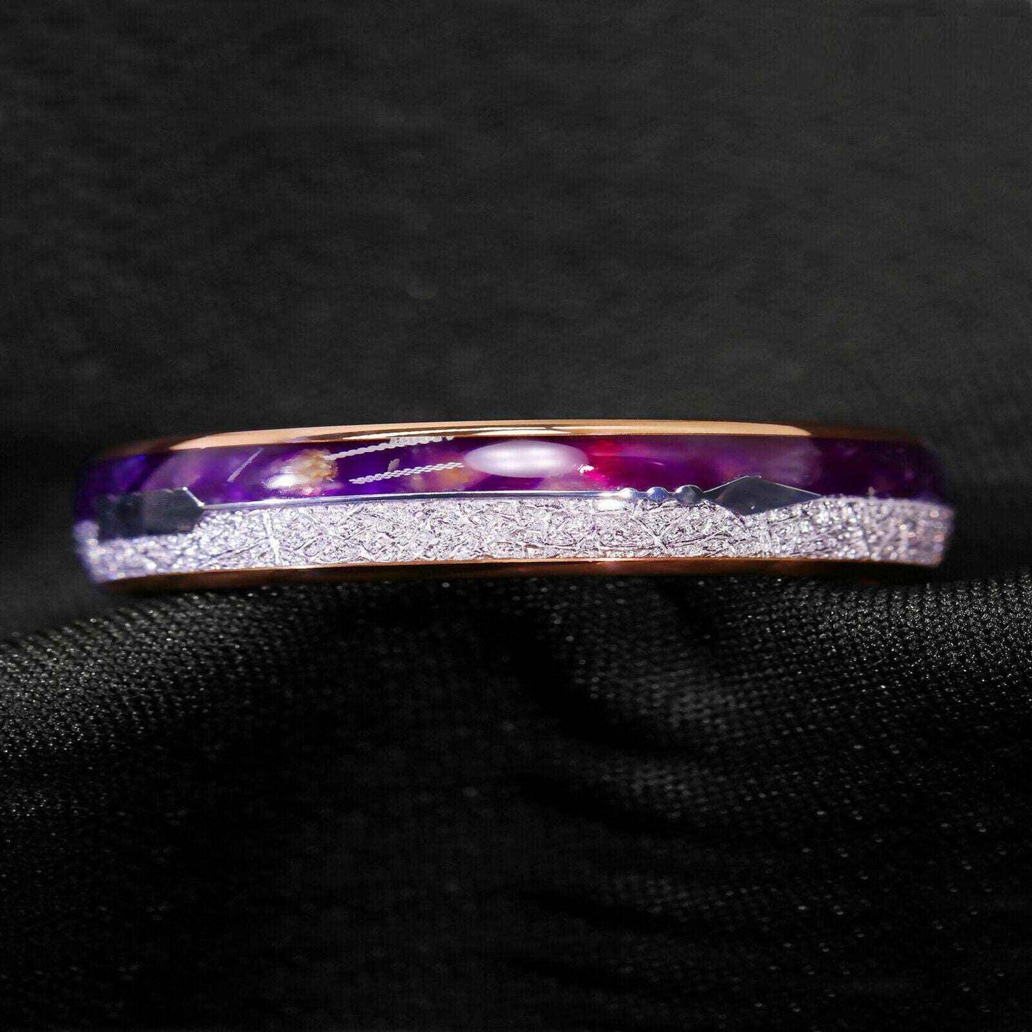 Buy 6mm Rose Gold Purple Agate Stylish Tungsten Ring
