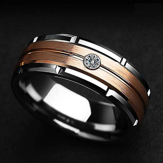 Buy 8mm Rose Gold Silver Tungsten Ring - A Striking Contrast