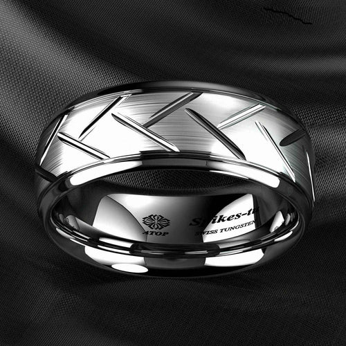 Buy 8mm Silver Brushed Tungsten Ring - Stylish & Durable
