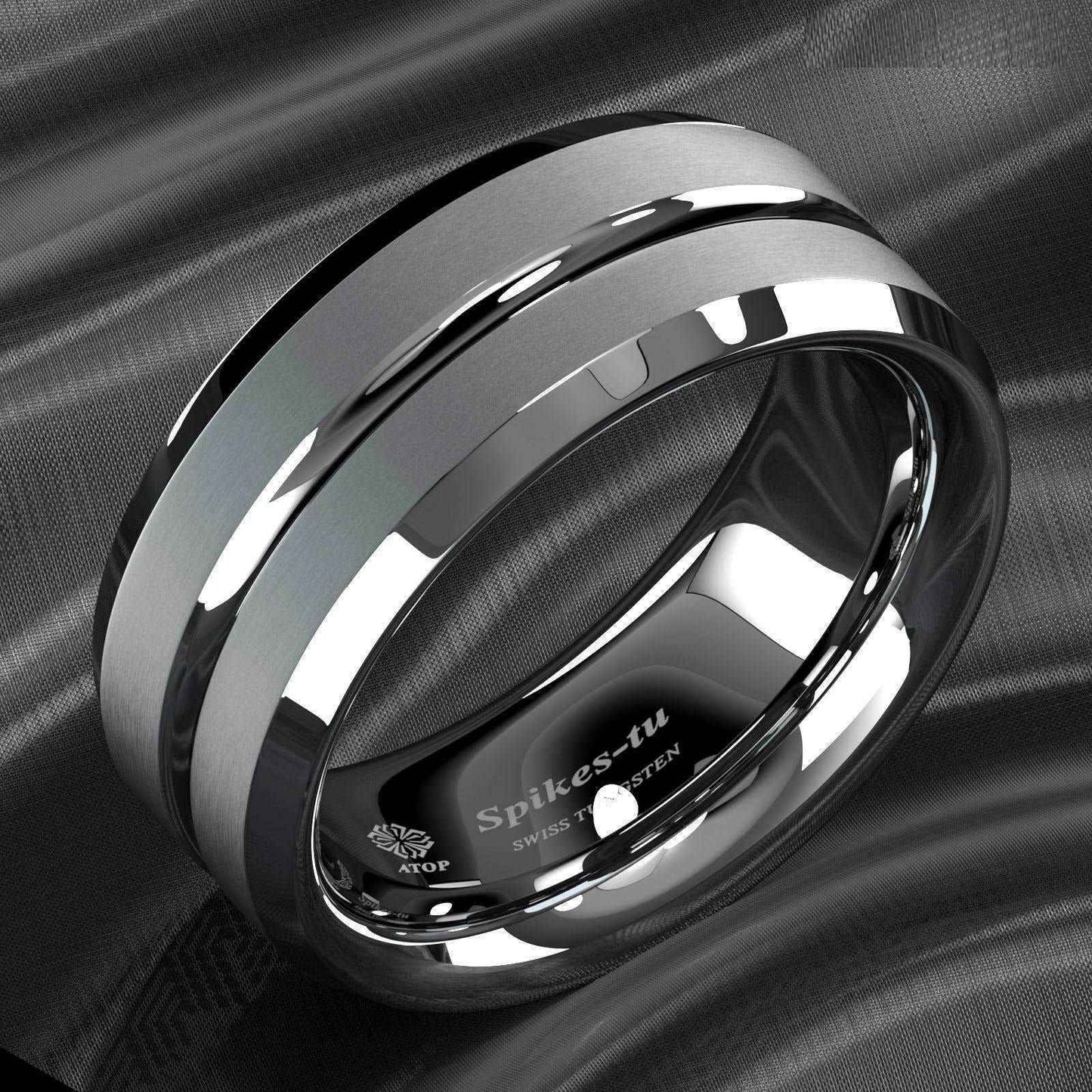 Buy 8mm Silver Center Channel Stripe Ring - Sleek & Durable
