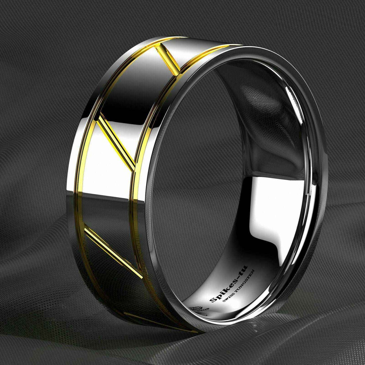 Silver Infinity 18K Gold Tungsten Ring (Wedding & Anniversary)