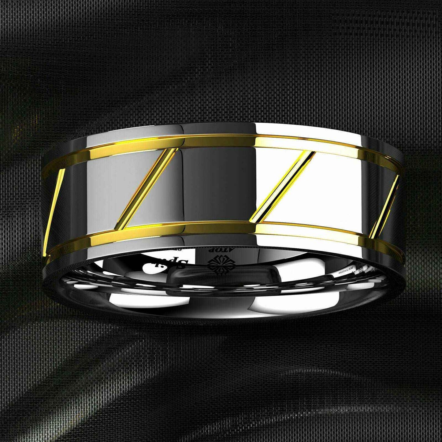 Silver Infinity 18K Gold Tungsten Ring (Wedding & Anniversary)